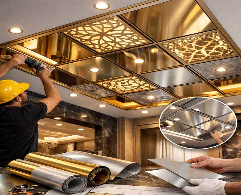 مولتی استایل سقف کاذب با رنگ طلایی و نقره ای